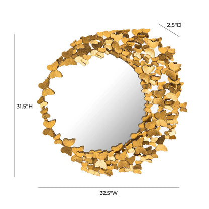 Butterfly 32.5"X31.5" Gold Mirror
