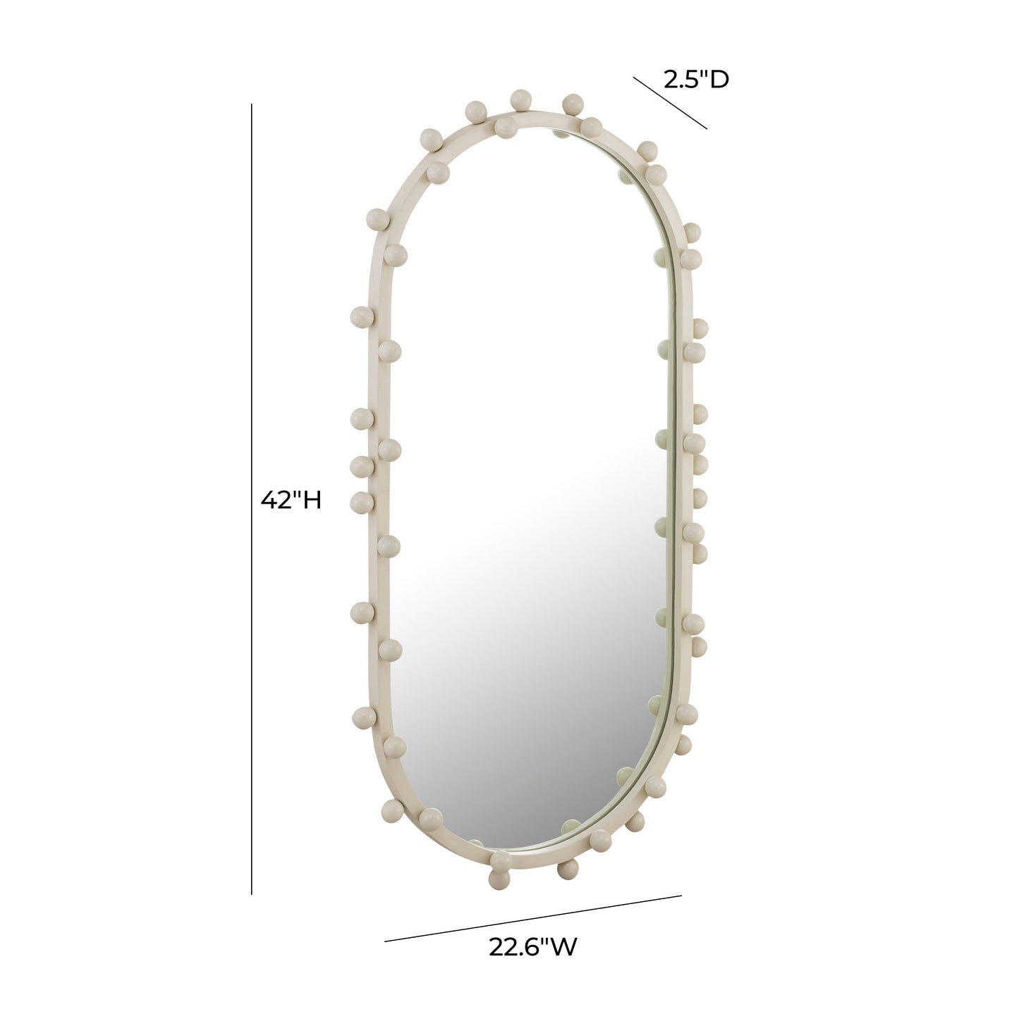 Bubbles Ivory Oval Wall Mirror (17"X31.5"-22.6"X42")