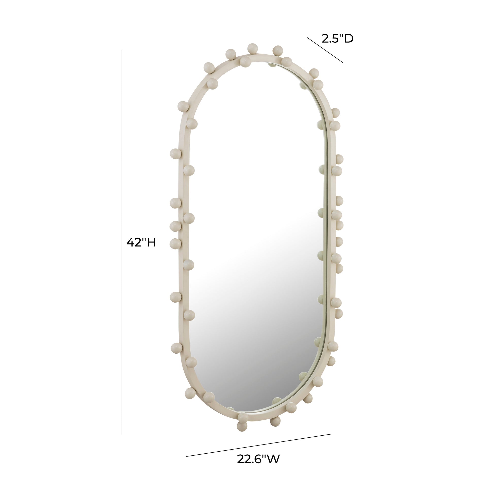 Bubbles Ivory Oval Wall Mirror (17"X31.5"-22.6"X42")