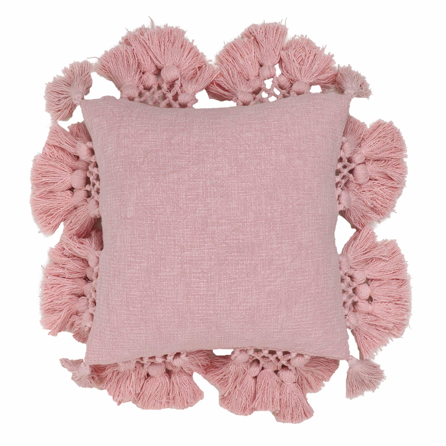 Stone 21" Washed Cotton Tasseled Square Throw Pillow Cover