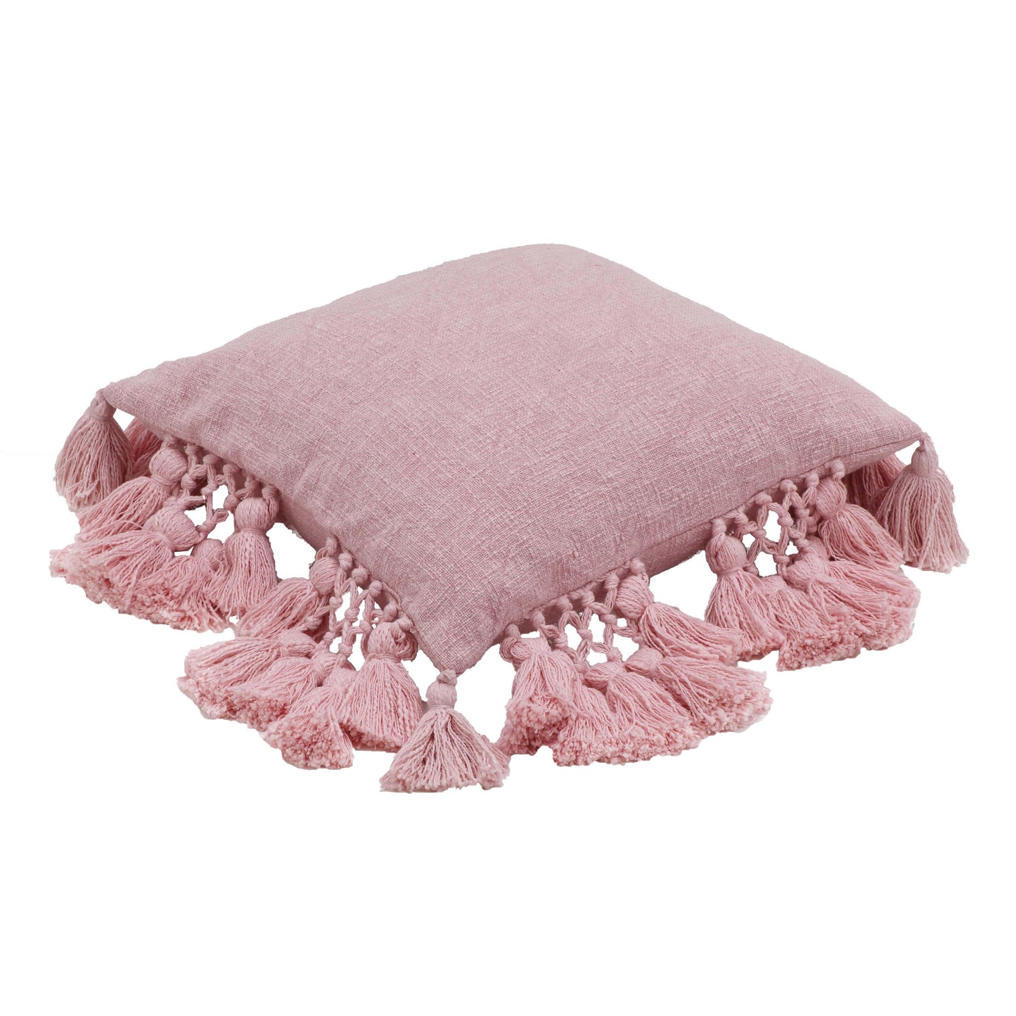Stone 21" Washed Cotton Tasseled Square Throw Pillow Cover