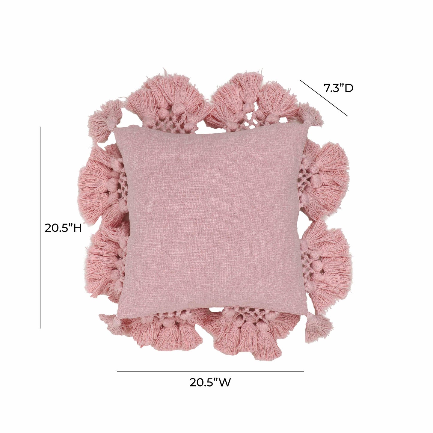Stone 21" Washed Cotton Tasseled Square Throw Pillow Cover