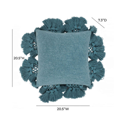 Stone 21" Washed Cotton Tasseled Square Throw Pillow Cover
