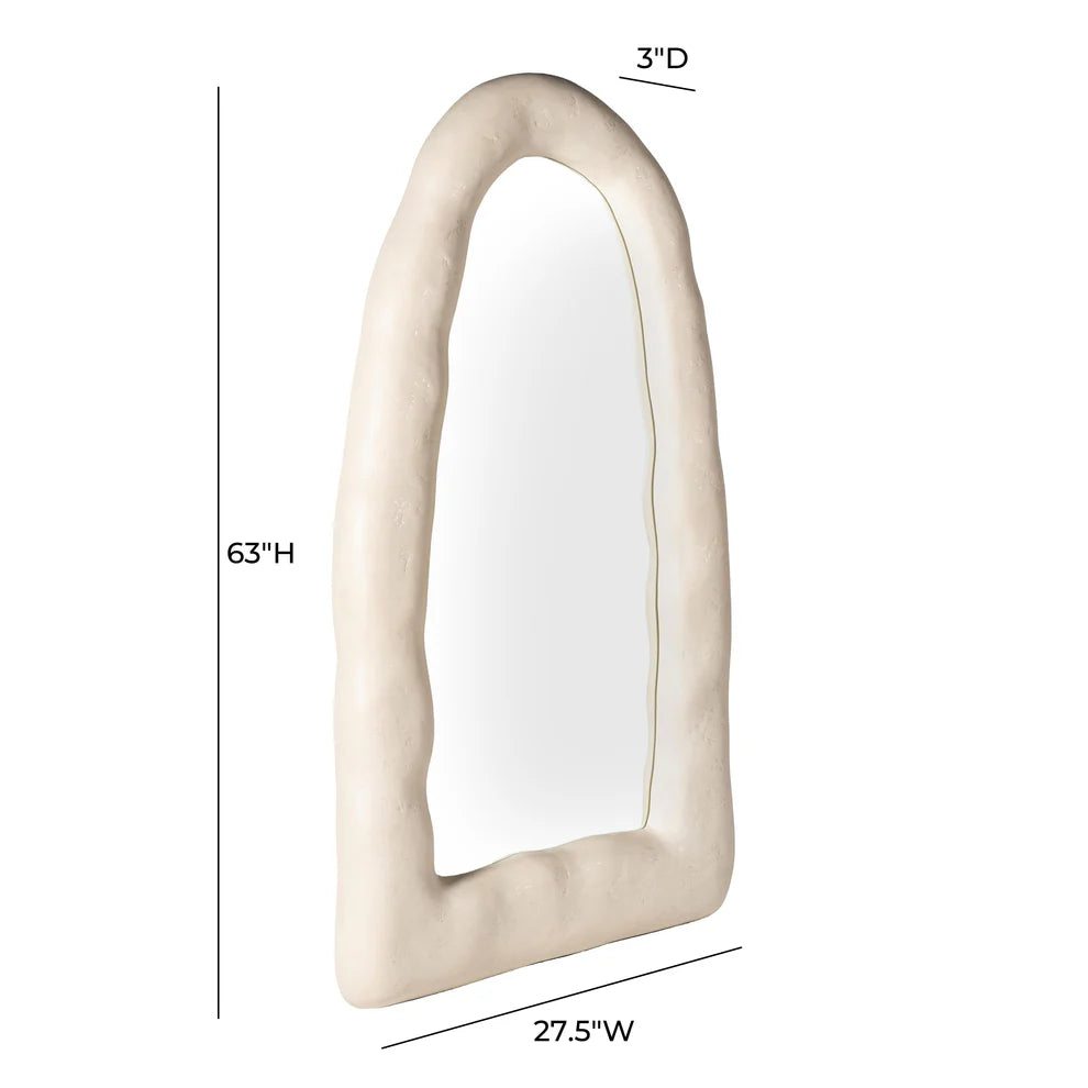 Kaia 32"X64" Cream Textured Small Floor Mirror