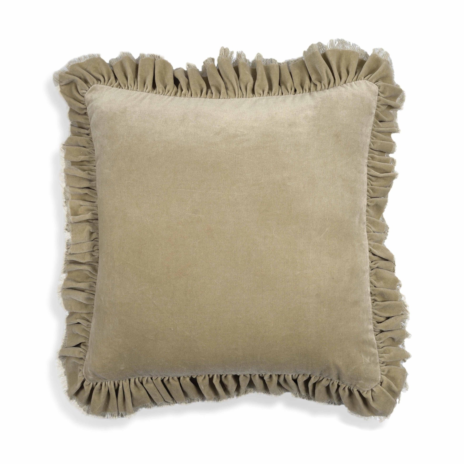 Alessia 20.5" Distressed Velvet Square Throw Pillow - Beige
