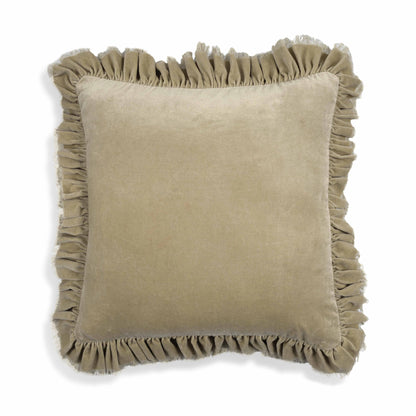 Alessia 20.5" Distressed Velvet Square Throw Pillow - Beige