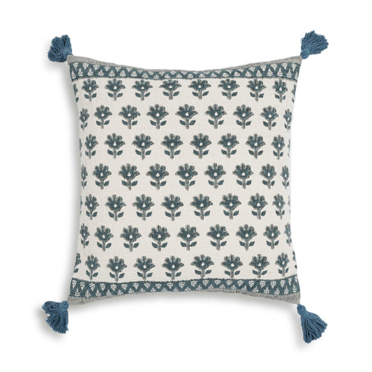 Blossom 20" Printed Cotton Tassel Throw Pillow Cover - Pillow Cover Only