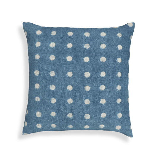 Indigo Dots 20" Cotton Square Throw Pillow Cover - Pillow Cover Only