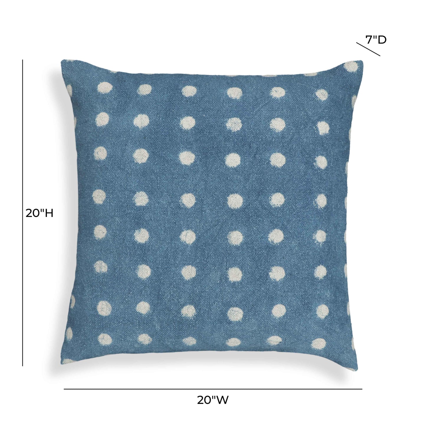 Indigo Dots 20" Cotton Square Throw Pillow Cover
