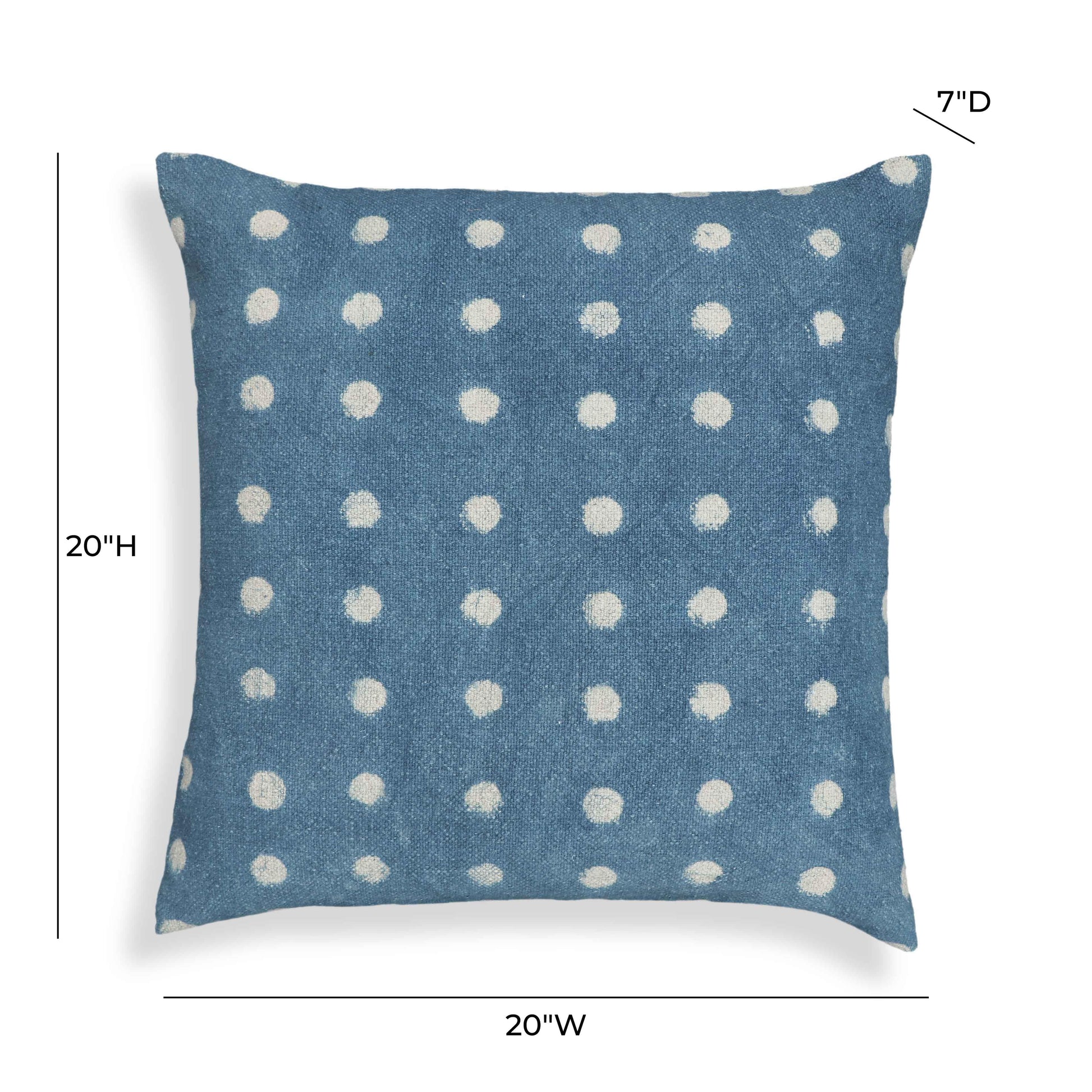 Indigo Dots 20" Cotton Square Throw Pillow Cover