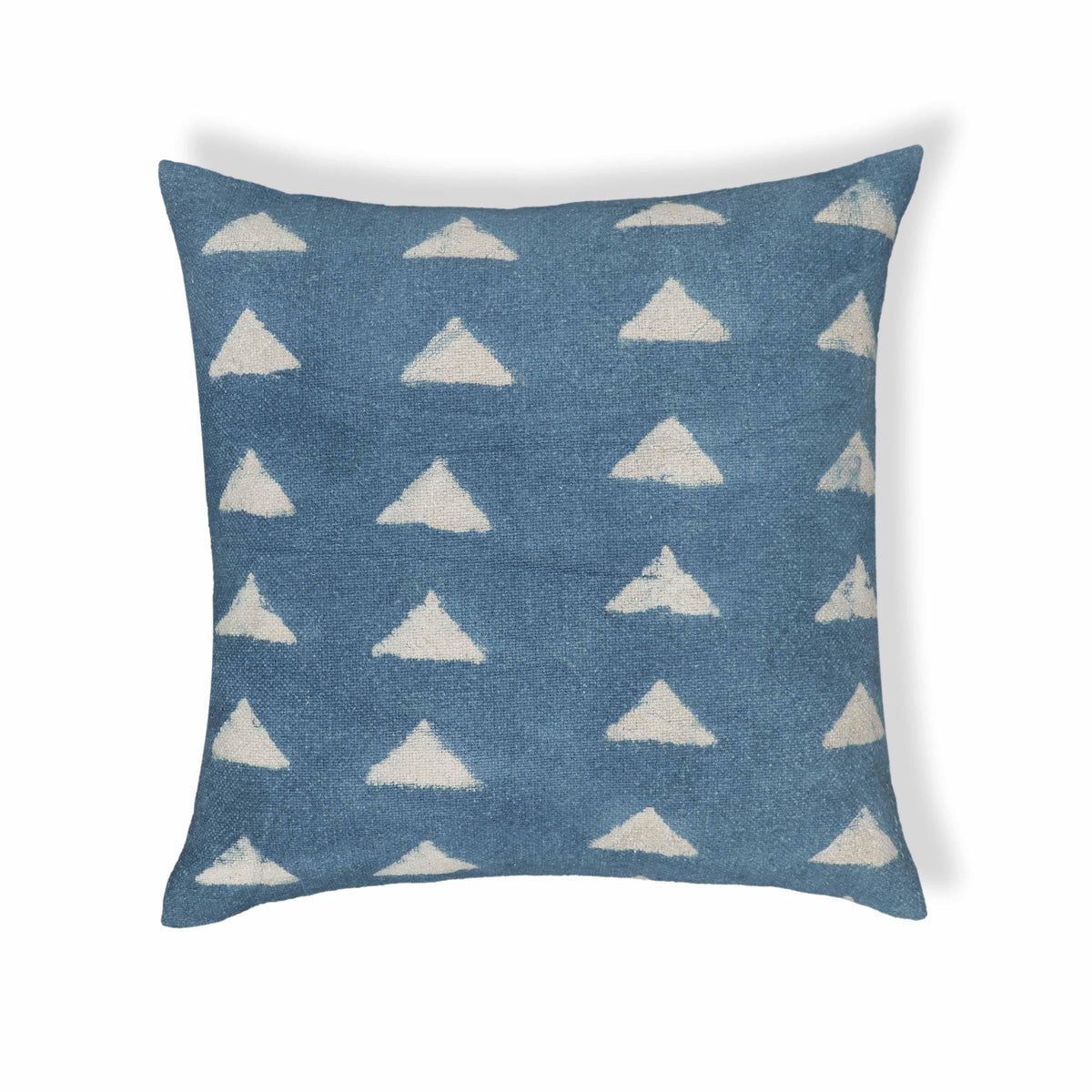 Indigo Triangles 20" Cotton Square Throw Pillow Cover - With Insert