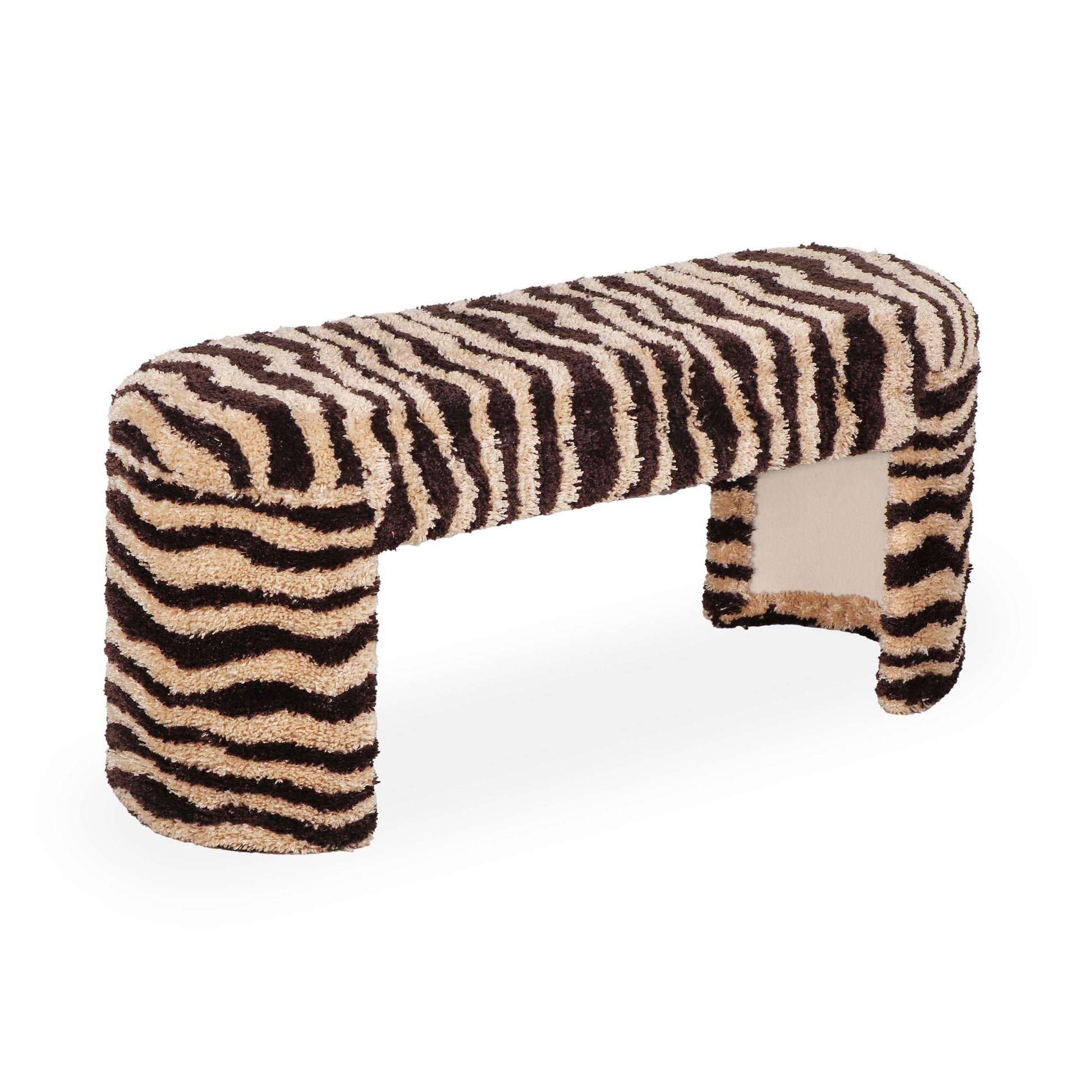 Zebra 39" Brown Striped Tufted Bench - Default Variant