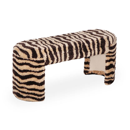 Zebra 39" Brown Striped Tufted Bench - Default Variant