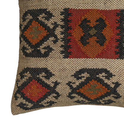 Terra 20" Square Wool and Jute Kilim Throw Pillow