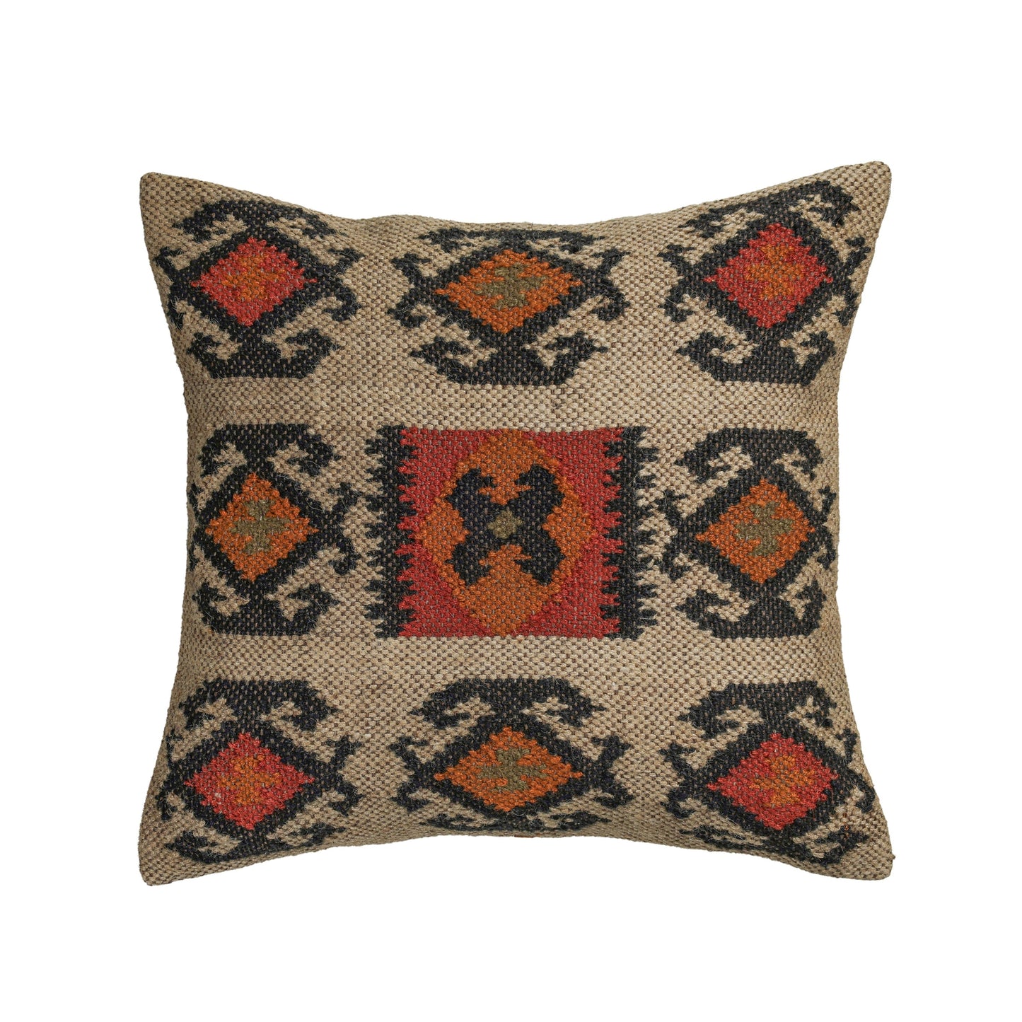 Terra 20" Square Wool and Jute Kilim Throw Pillow - Clay / Pillow Cover Only