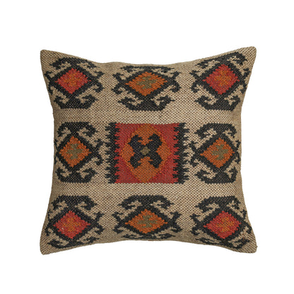 Terra 20" Square Wool and Jute Kilim Throw Pillow - Clay / Pillow Cover Only