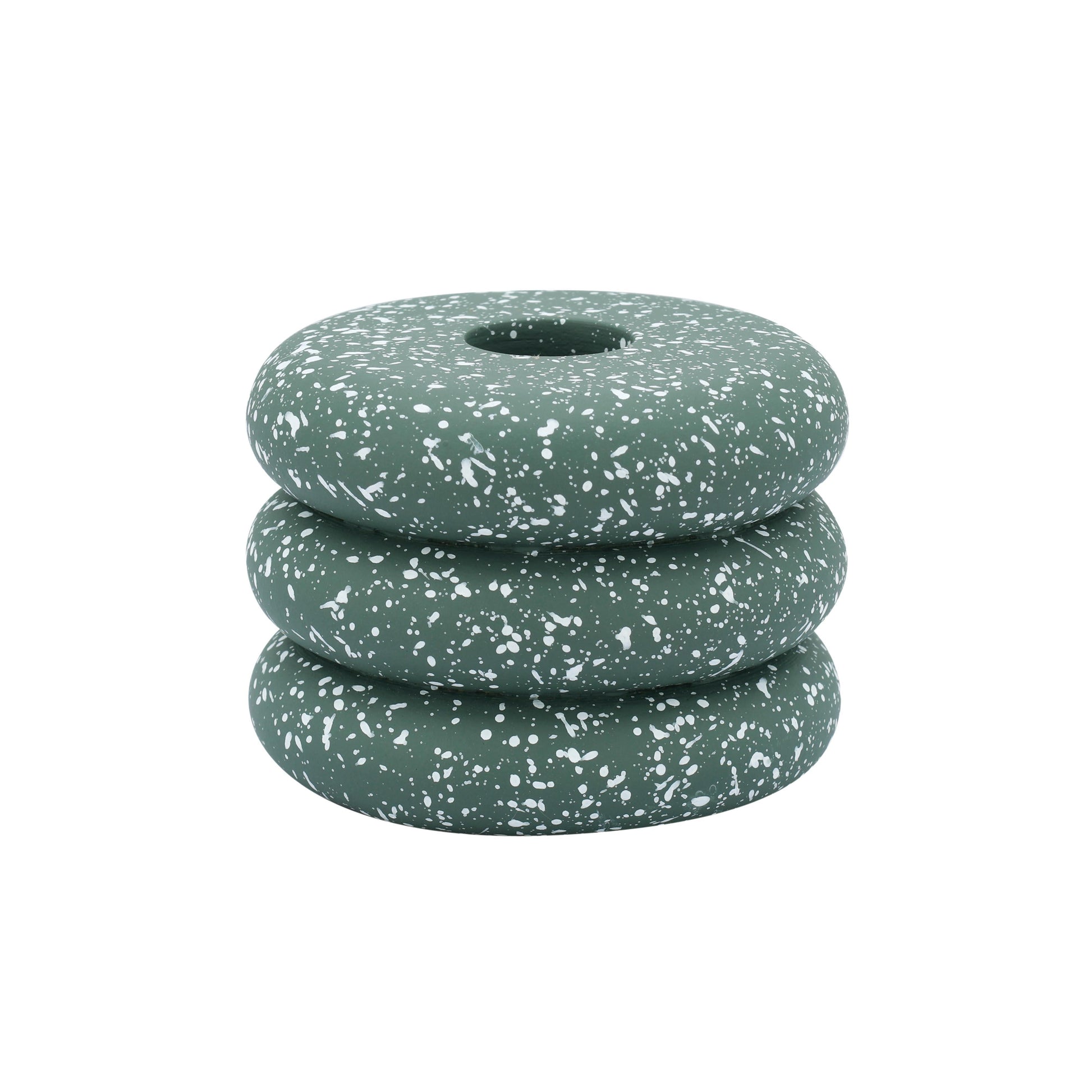 Gabby Speckled Stacked Candleholder - Green