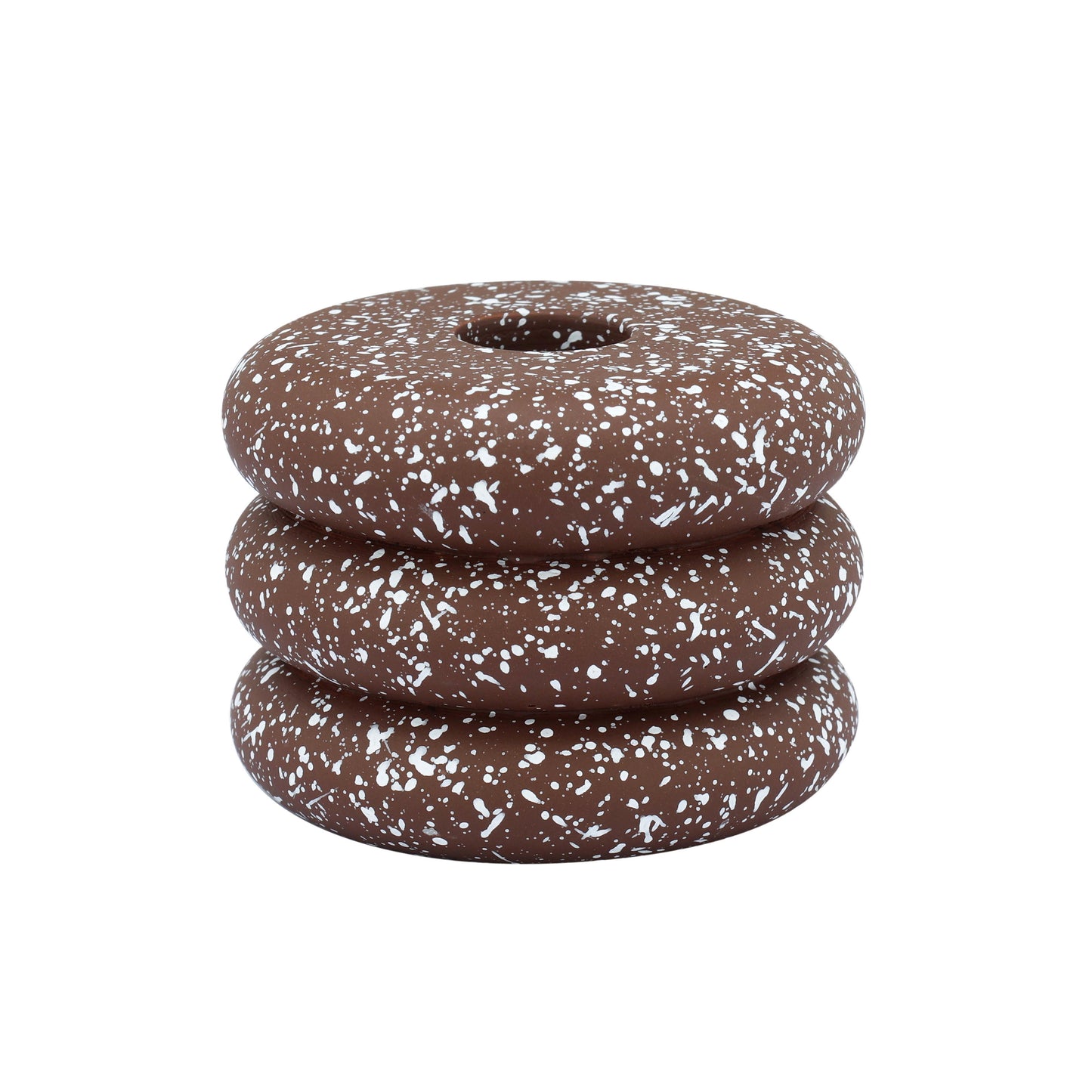 Gabby Speckled Stacked Candleholder - Rust