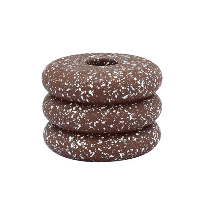 Gabby Speckled Stacked Candleholder - Rust