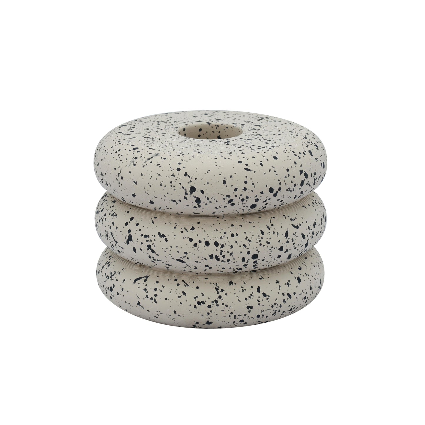 Gabby Speckled Stacked Candleholder - Cream