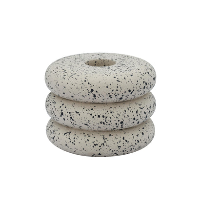Gabby Speckled Stacked Candleholder - Cream