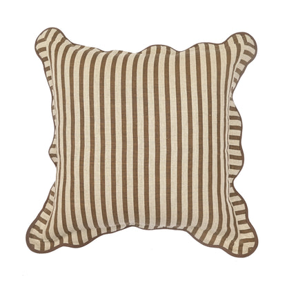 Striped 20" Linen Throw Pillow - Earthy Brown / Pillow Cover Only