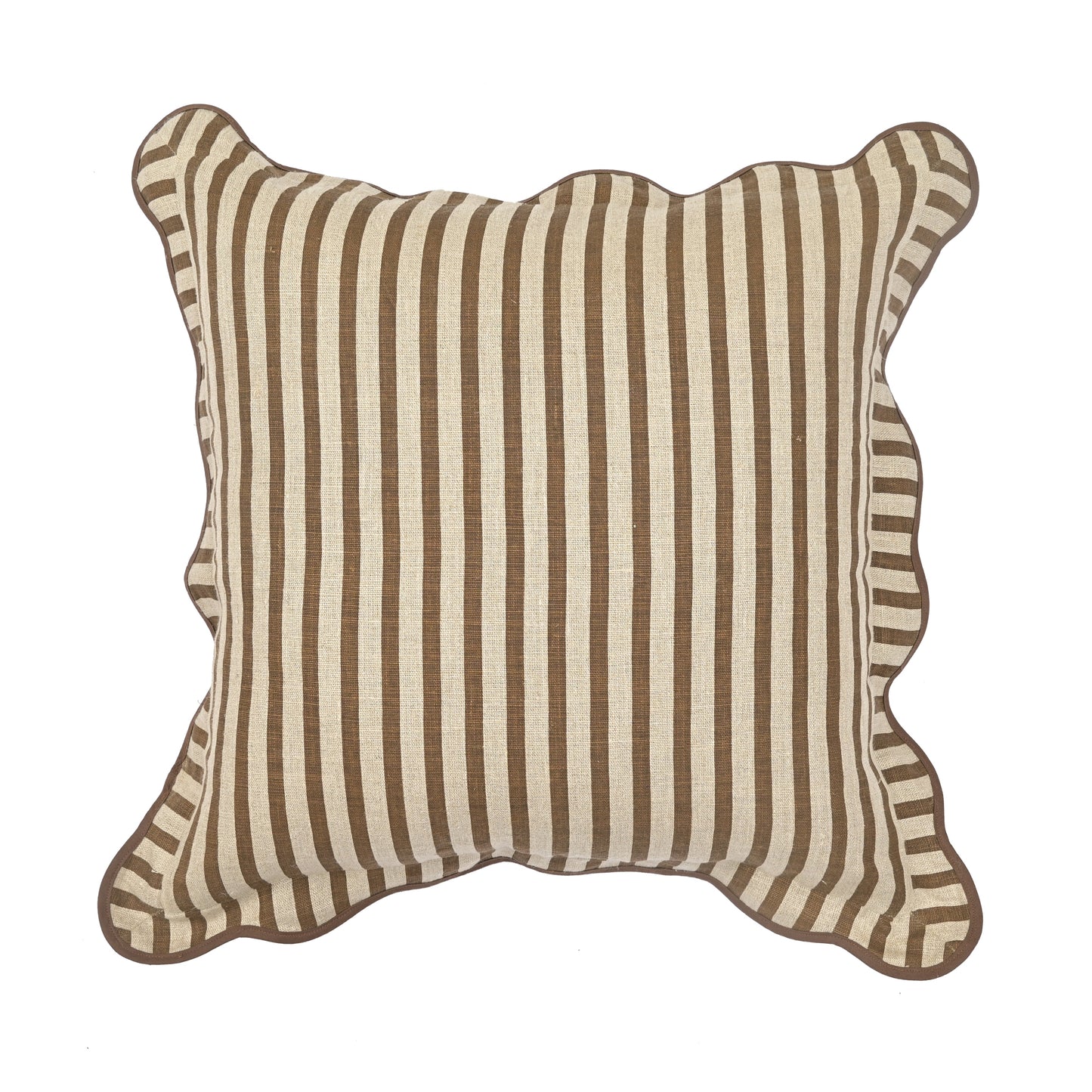 Striped 20" Linen Throw Pillow - Earthy Brown / With Insert