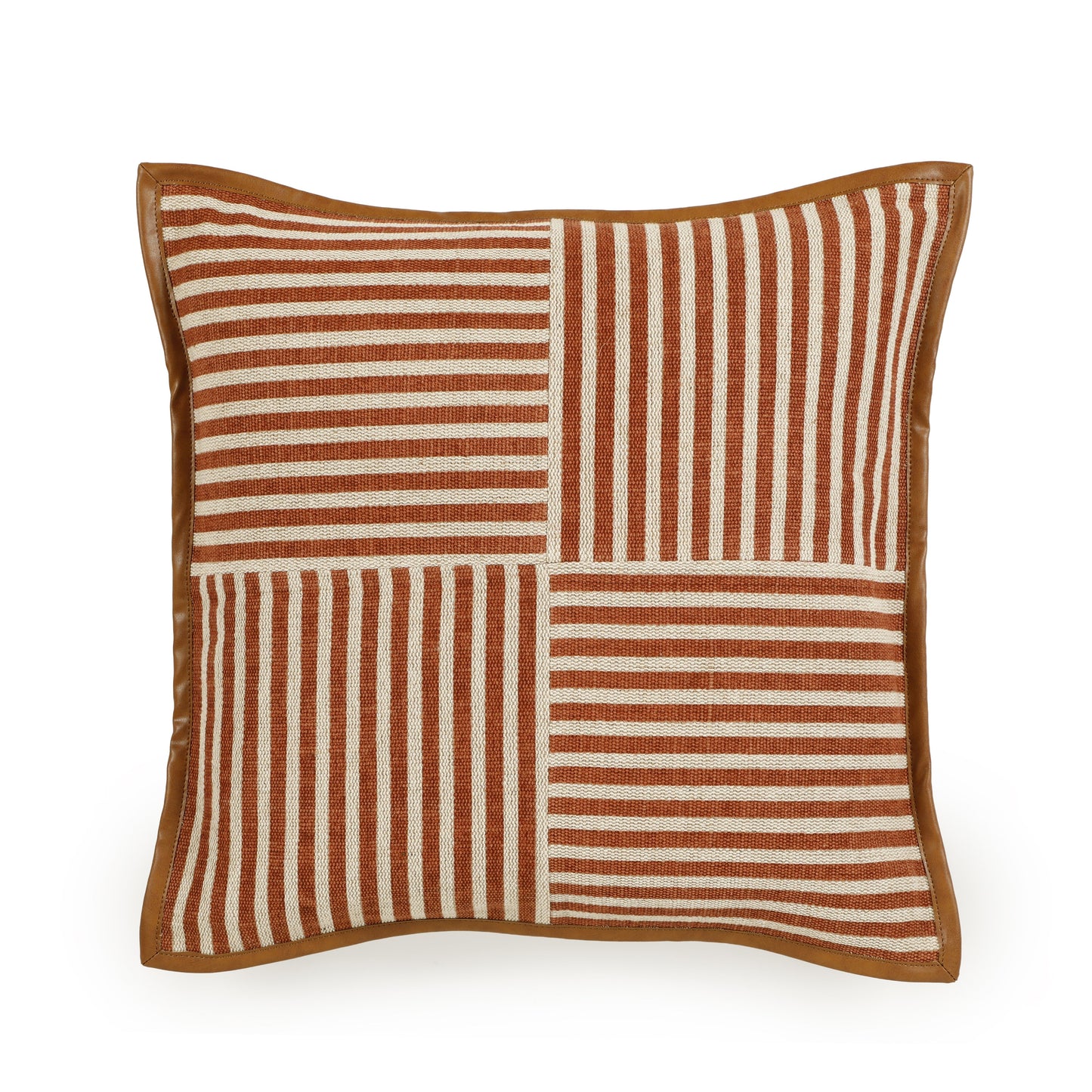 Kora 20" Cotton Jute Contract-Grade Throw Pillow - Terracotta / Pillow Cover Only