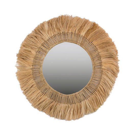 Karissa 35" Natural Abaca Wall Mirror - Default Variant