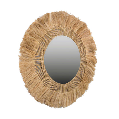 Karissa 35" Natural Abaca Wall Mirror