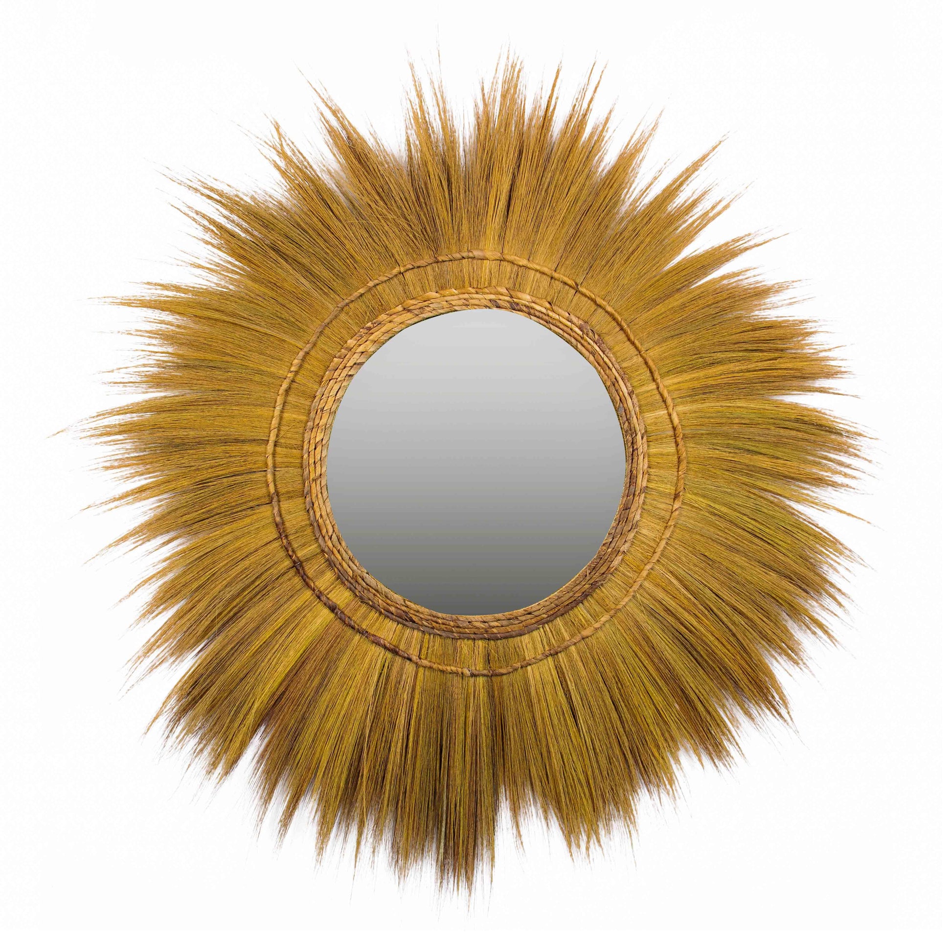 Mettu 51" Natural Grass Round Wall Mirror - Default Variant