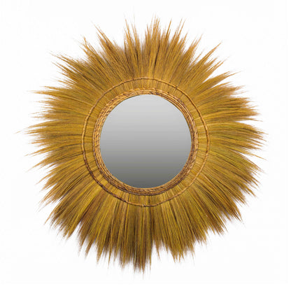 Mettu 51" Natural Grass Round Wall Mirror - Default Variant