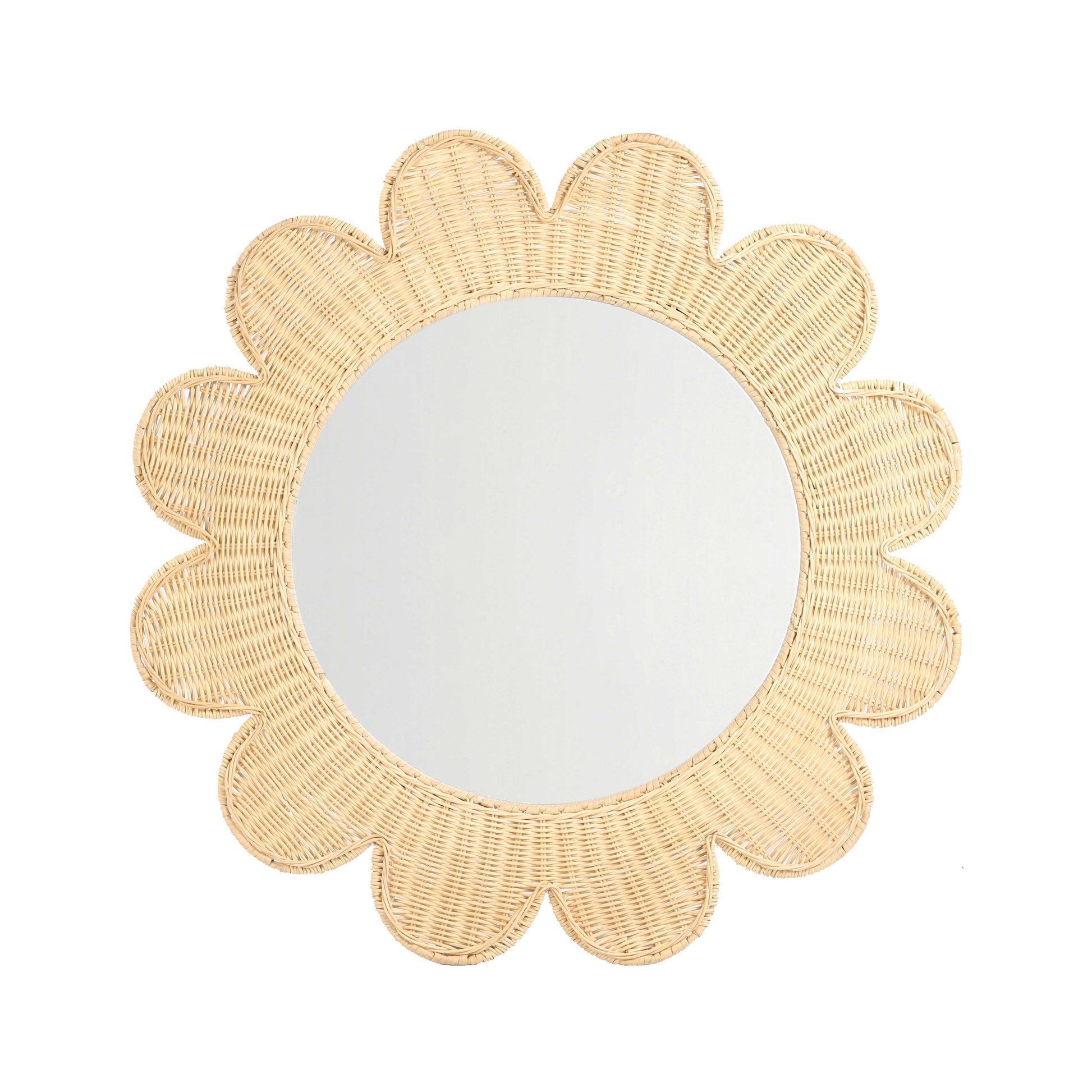 Coralie 33.4" Rattan Round Wall Mirror - Natural