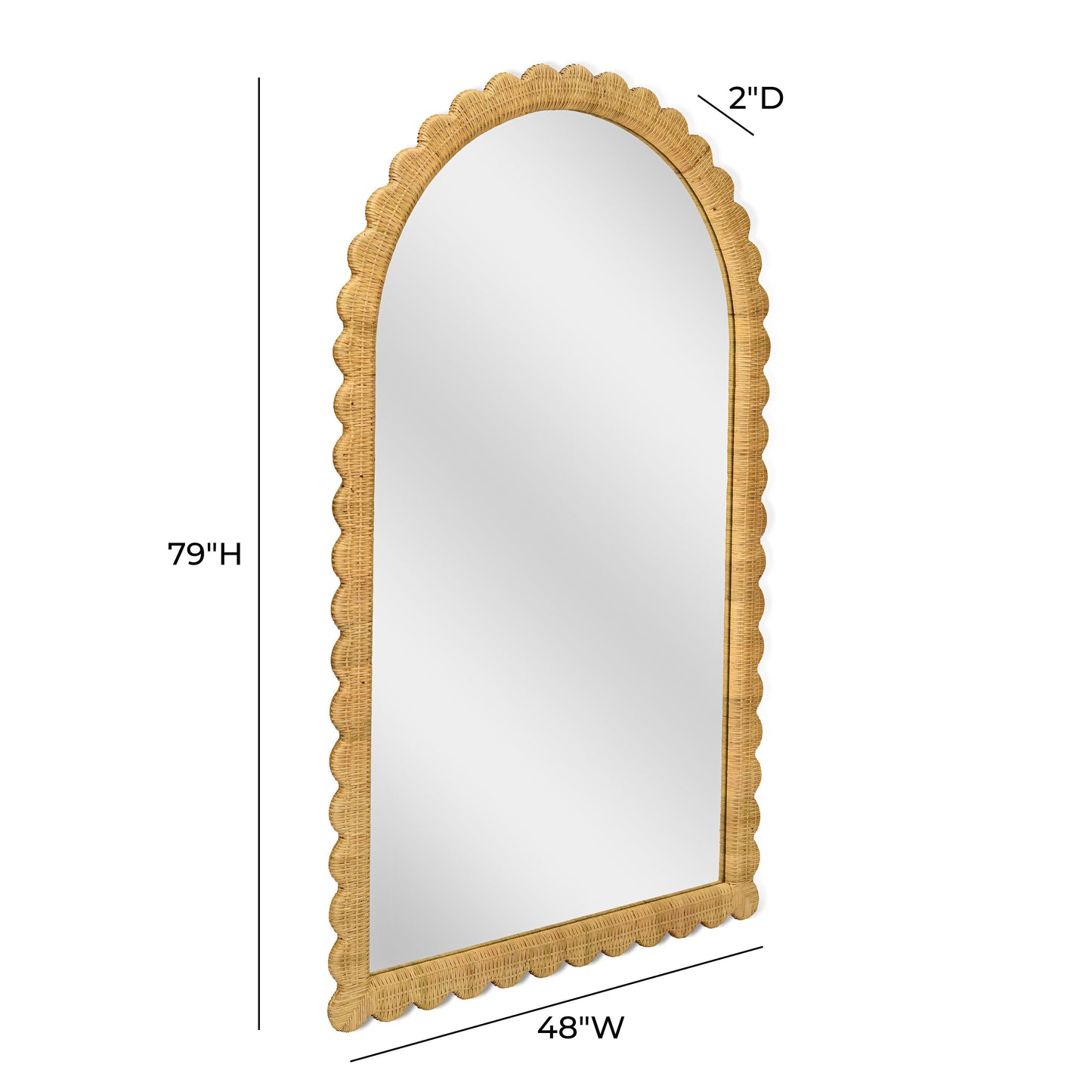 Bama 48"X79" Jumbo Natural Rattan Arched Wall Mirror