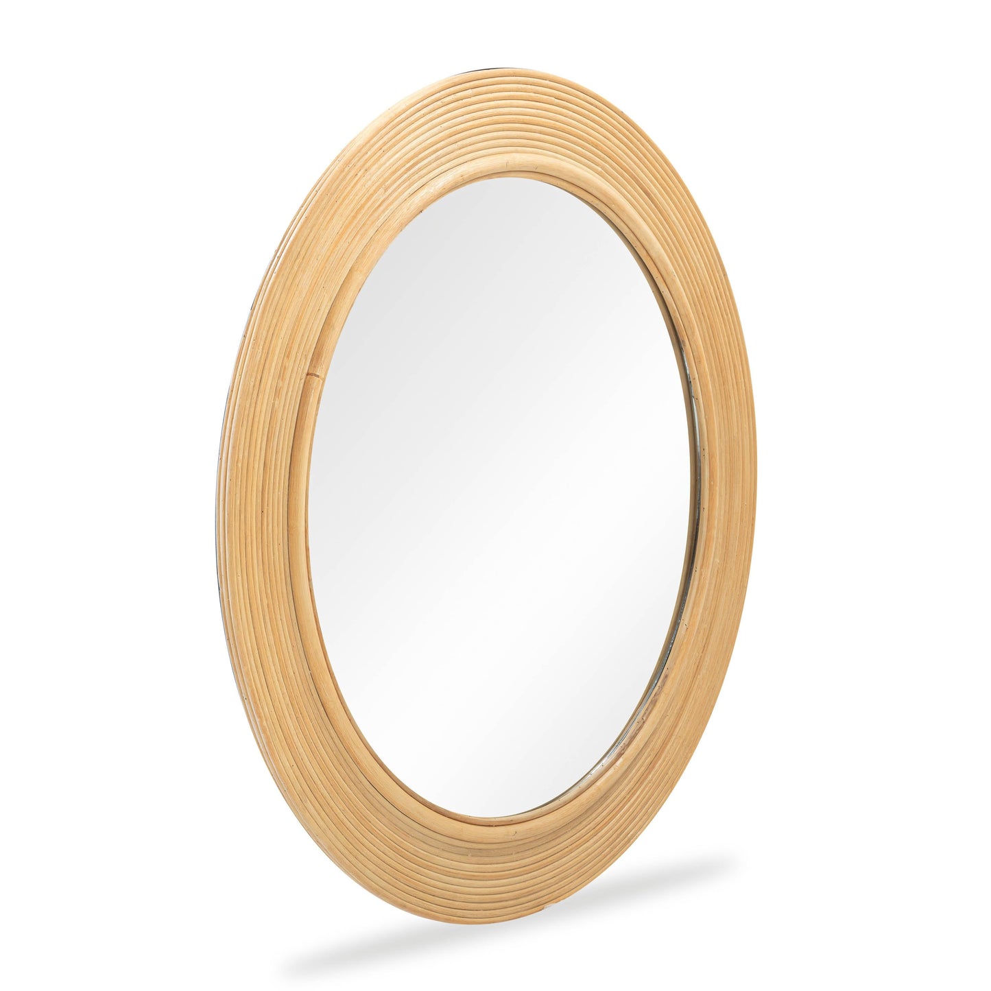 Tanya 43.5" Rattan Round Wall Mirror - Natural