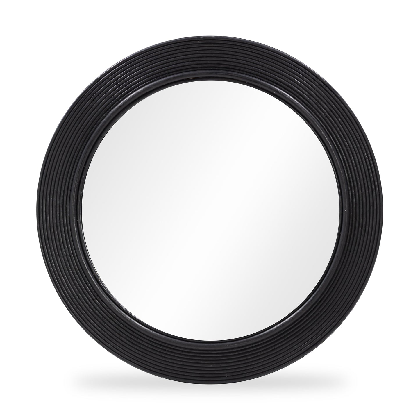 Tanya 43.5" Rattan Round Wall Mirror - Black