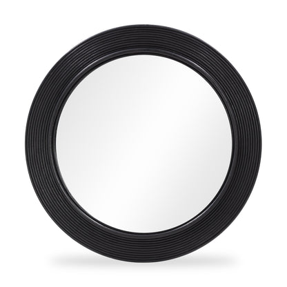Tanya 43.5" Rattan Round Wall Mirror - Black