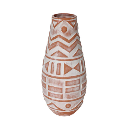 Earthenware Aztec Teardrop Flower Vase in Terracotta - Default Variant