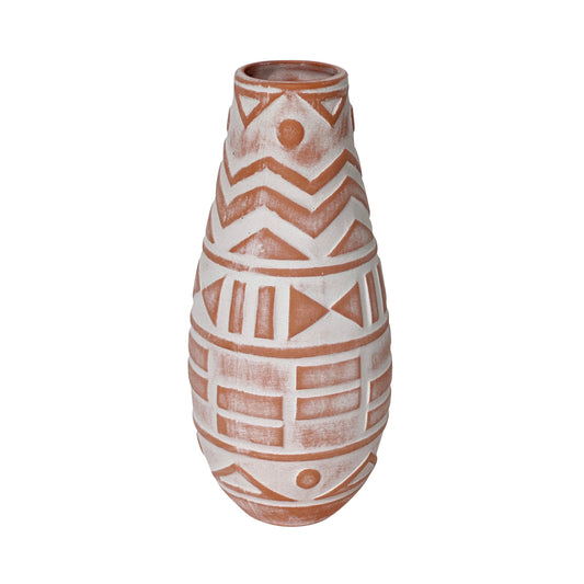 Earthenware Aztec Teardrop Flower Vase in Terracotta - Default Variant