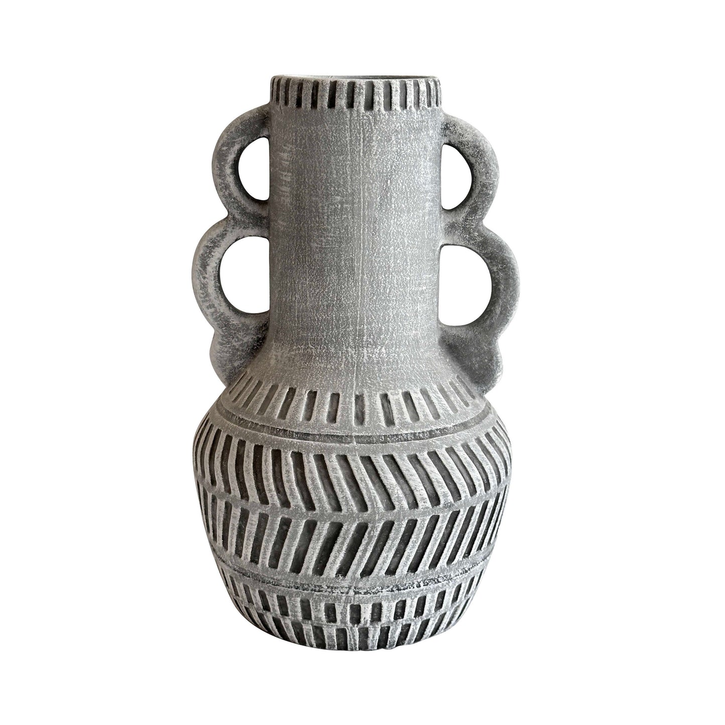 Earthenware Aztec Handled Flower Vase in Slate - Default Variant