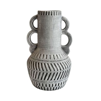 Earthenware Aztec Handled Flower Vase in Slate - Default Variant