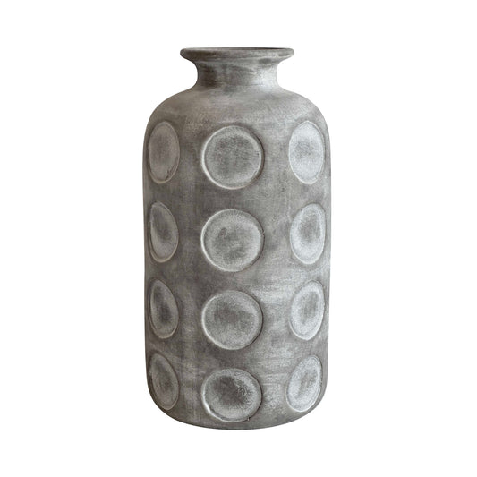 Earthenware Aztec Tub Flower Vase in Grey - Default Variant