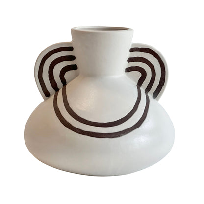 Ceramic Line Art Wide-Bodied Vase - Default Variant