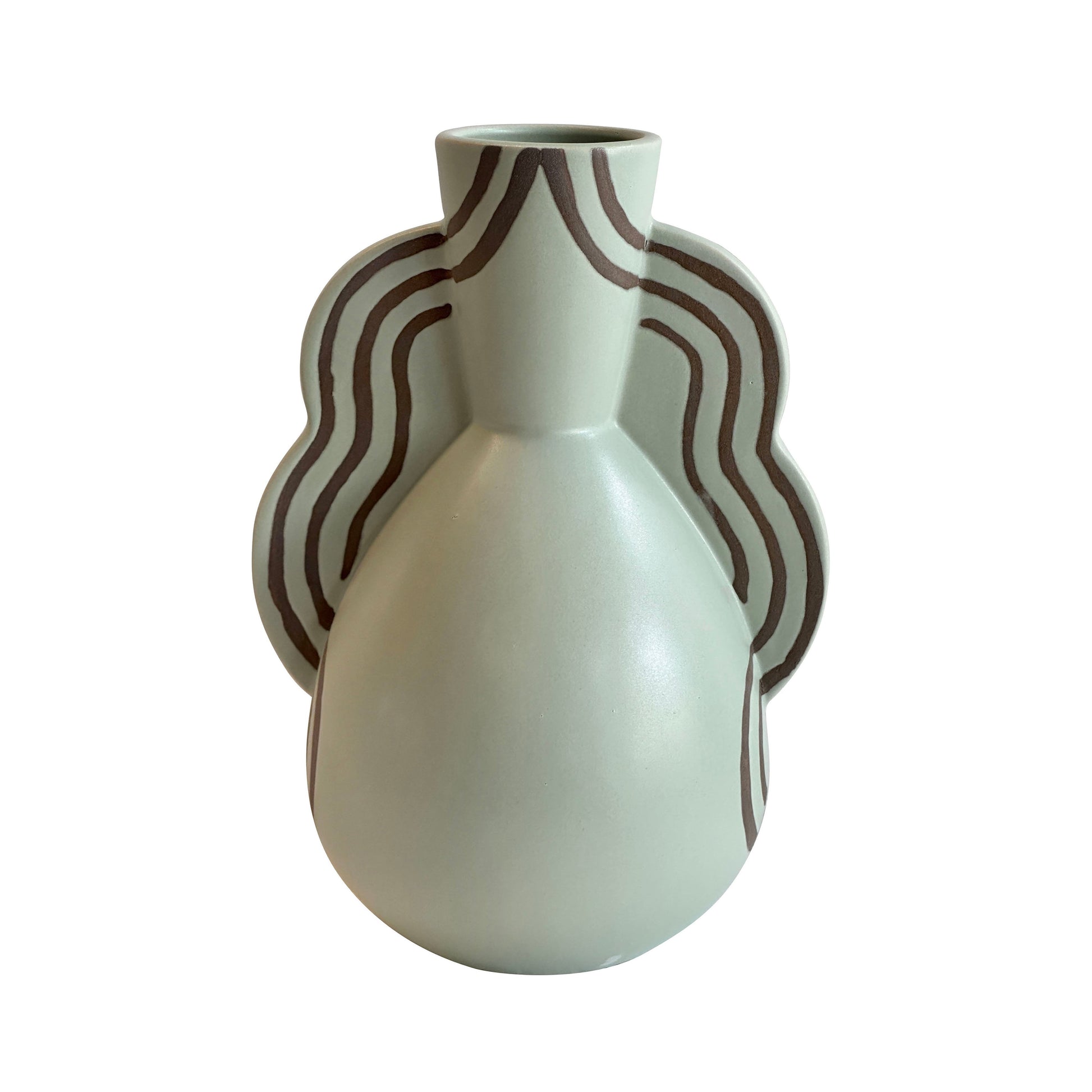Ceramic Line Art Wavy Vase - Default Variant