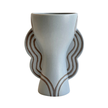 Ceramic Line Art Goblet Vase - Default Variant