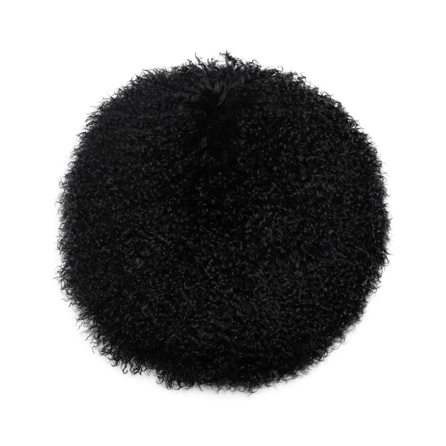 New Zealand 16" Sheepskin Round Throw Pillow - Black