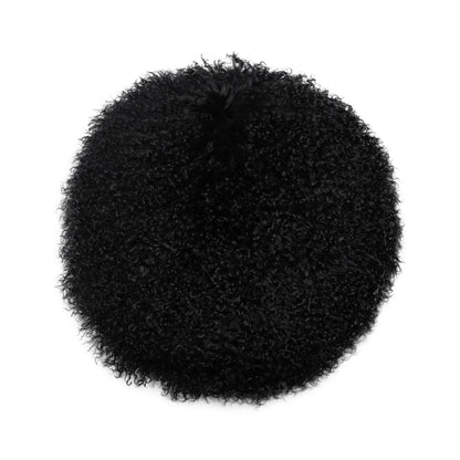 New Zealand 16" Sheepskin Round Throw Pillow - Black