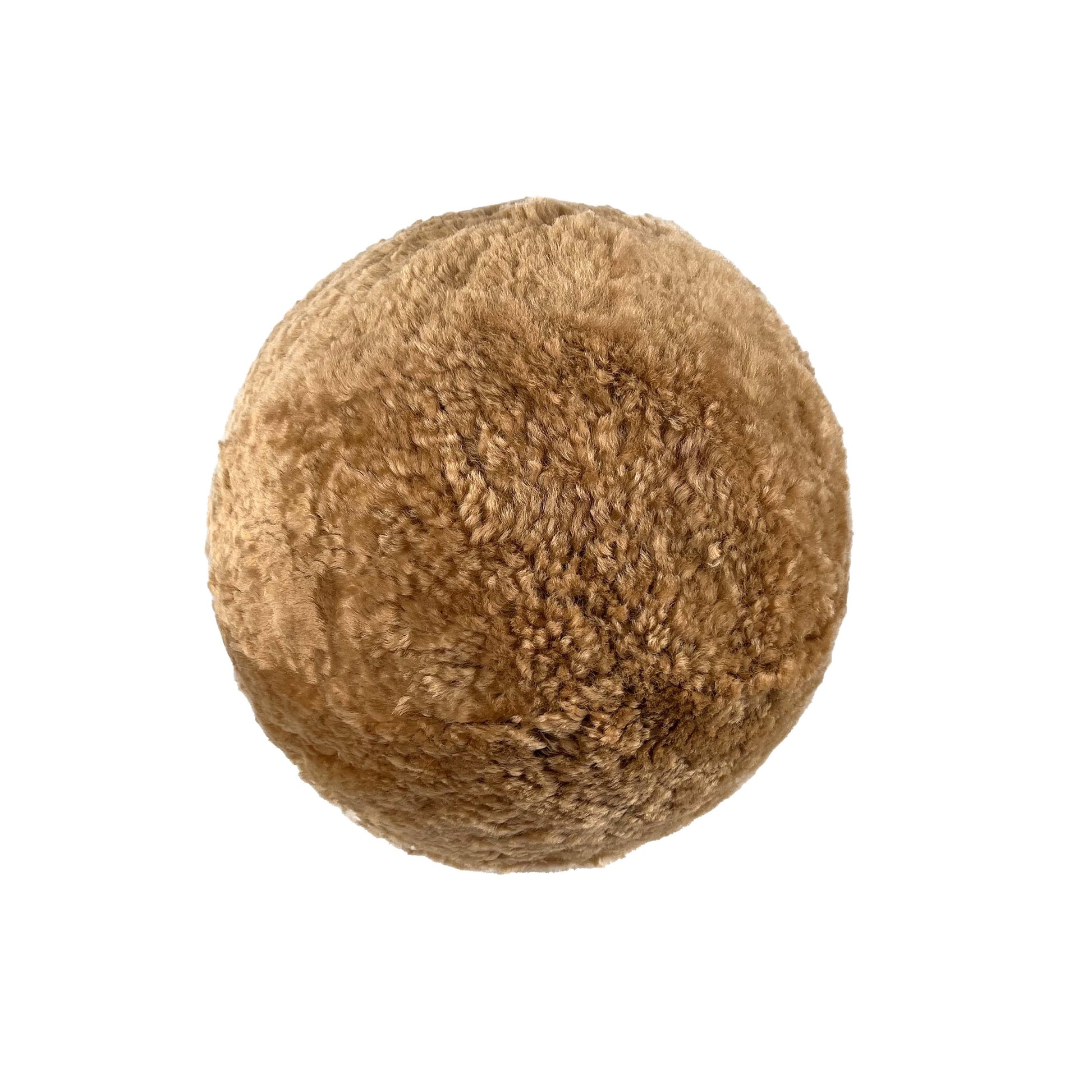 New Zealand Brown Genuine Sheepskin Ball Throw Pillow (8"-12") - Large