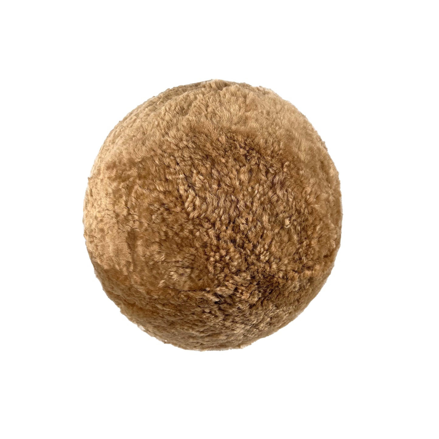 New Zealand Brown Genuine Sheepskin Ball Throw Pillow (8"-12") - Small