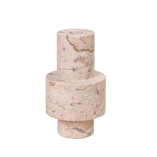 Natural Travertine Turned Candle Holder - Default Variant
